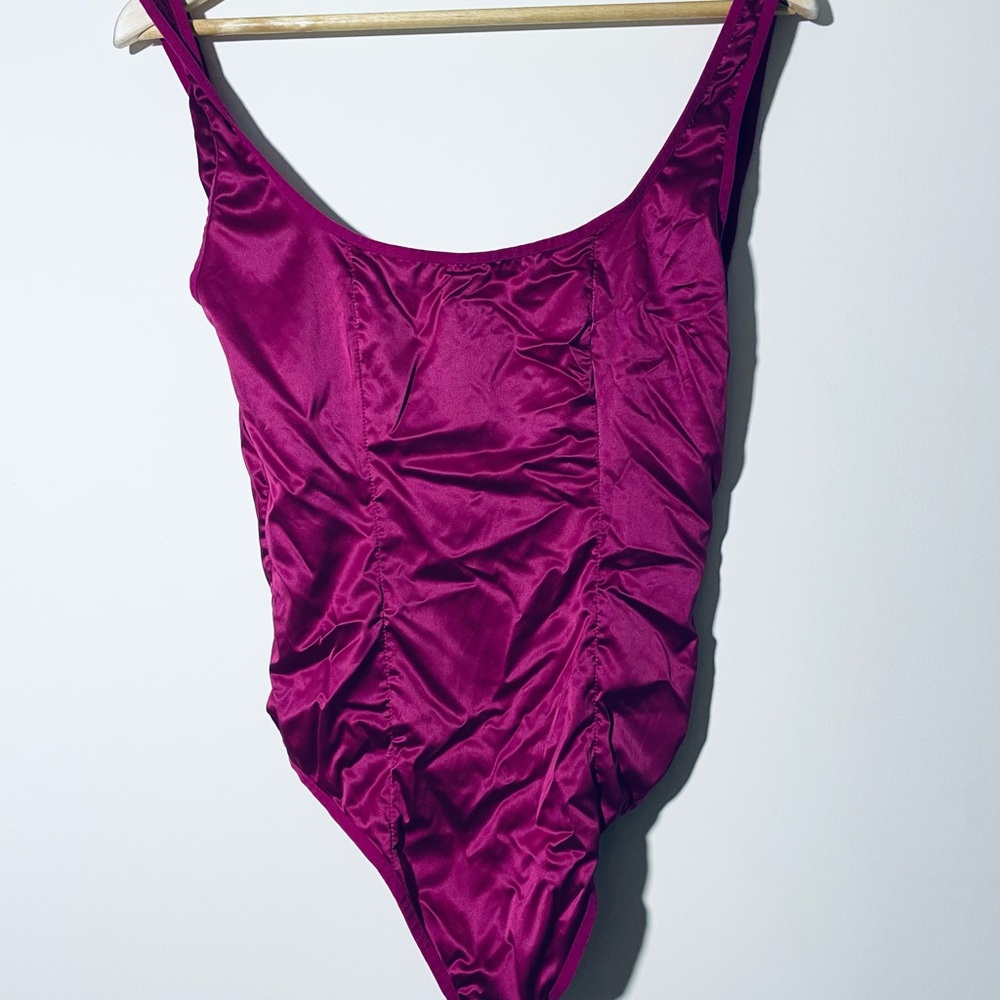 Free People Vibrant Pink Top. bodysuit satin - Picture 3 of 7